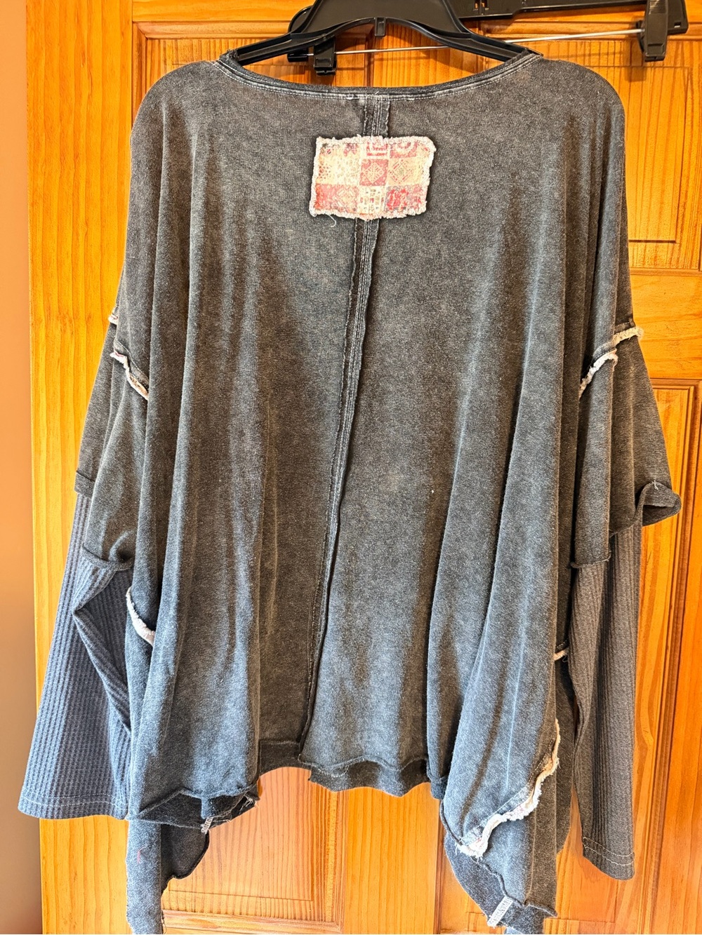 Oli & Hali Boho Patchwork Crochet Flower Women's Top - washed black - Picture 3 of 4